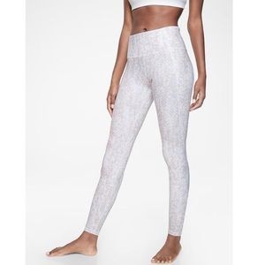 $89 ATHLETA White SALUTATION Stash Pocket Full Length Tights Leggings Sz M